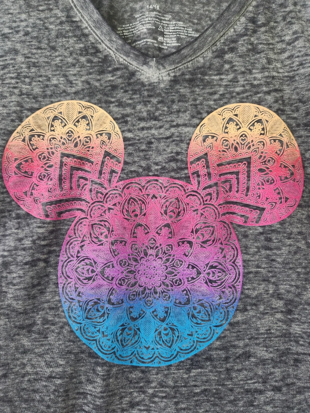 Disney Mickey Mouse Gradient Mandala Tee - Charcoal Gray - Women's XL - Picture 2 of 6